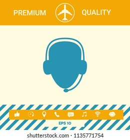 Operator in headset. Call center icon