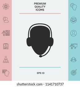 Operator in headset. Call center icon