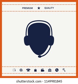Operator in headset. Call center icon