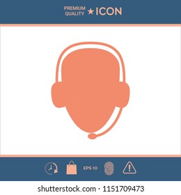 Operator in headset. Call center icon