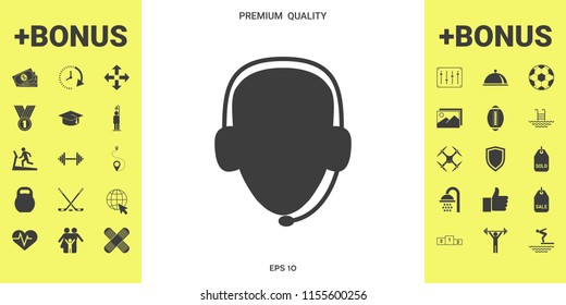 Operator in headset. Call center icon
