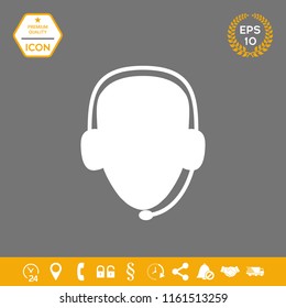 Operator in headset. Call center icon