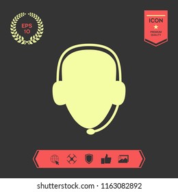 Operator in headset. Call center icon