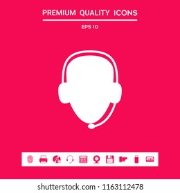 Operator in headset. Call center icon