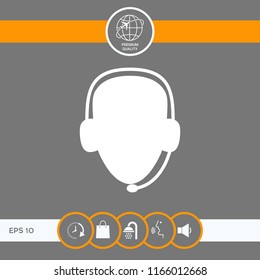 Operator in headset. Call center icon