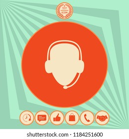 Operator in headset. Call center icon
