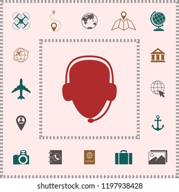 Operator in headset. Call center icon