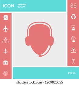 Operator in headset. Call center icon