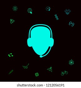Operator in headset. Call center icon