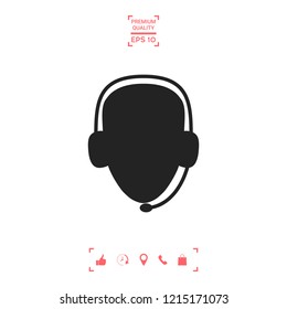 Operator in headset. Call center icon