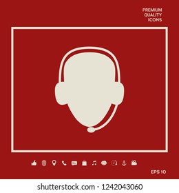 Operator in headset. Call center icon. Graphic elements for your design