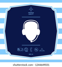 Operator in headset. Call center icon. Graphic elements for your design