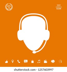 Operator in headset. Call center icon. Graphic elements for your design