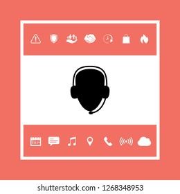 Operator in headset. Call center icon. Graphic elements for your design