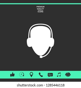 Operator in headset. Call center icon. Graphic elements for your design
