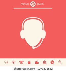 Operator in headset. Call center icon. Graphic elements for your design