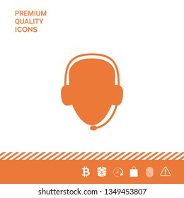 Operator in headset. Call center icon. Graphic elements for your design