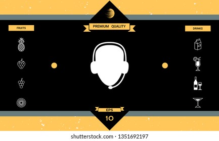 Operator in headset. Call center icon. Graphic elements for your design