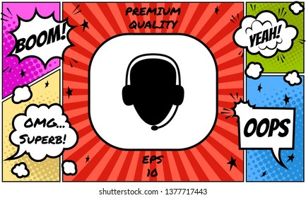 Operator in headset. Call center icon. Graphic elements for your design