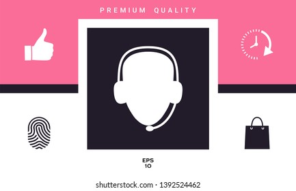 Operator in headset. Call center icon