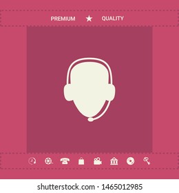 Operator in headset. Call center icon. Graphic elements for your design