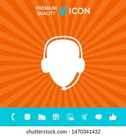 Operator in headset. Call center icon. Graphic elements for your design