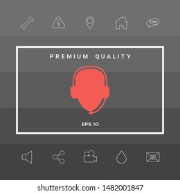 Operator in headset. Call center icon. Graphic elements for your design