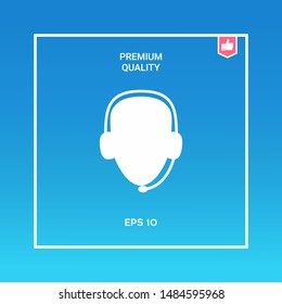 Operator in headset. Call center icon. Graphic elements for your design