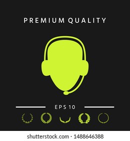 Operator in headset. Call center icon. Graphic elements for your design