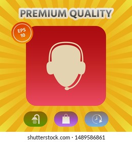 Operator in headset. Call center icon. Graphic elements for your design