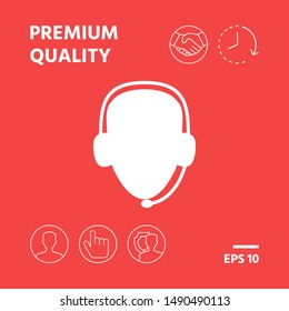 Operator in headset. Call center icon. Graphic elements for your design