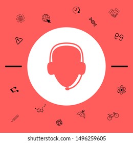 Operator in headset. Call center icon. Graphic elements for your design