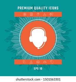 Operator in headset. Call center icon. Graphic elements for your design