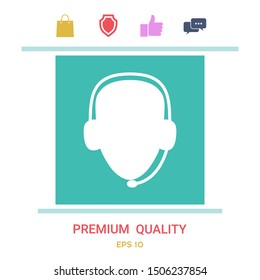 Operator in headset. Call center icon. Graphic elements for your design