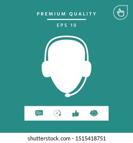 Operator in headset. Call center icon. Graphic elements for your design