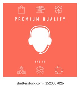 Operator in headset. Call center icon. Graphic elements for your design