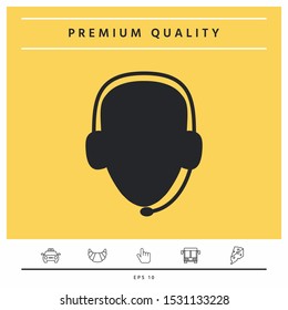 Operator in headset. Call center icon. Graphic elements for your design