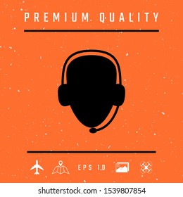 Operator in headset. Call center icon. Graphic elements for your design
