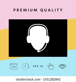 Operator in headset. Call center icon. Graphic elements for your design