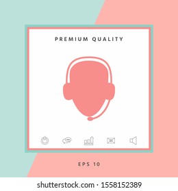 Operator in headset. Call center icon. Graphic elements for your design