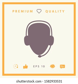 Operator in headset. Call center icon. Graphic elements for your design