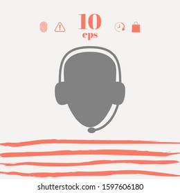 Operator in headset. Call center icon. Graphic elements for your design