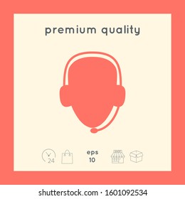 Operator in headset. Call center icon. Graphic elements for your design