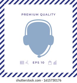 Operator in headset. Call center icon. Graphic elements for your design