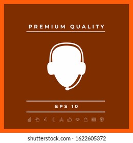 Operator in headset. Call center icon. Graphic elements for your design