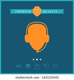 Operator in headset. Call center icon. Graphic elements for your design