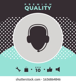 Operator in headset. Call center icon. Graphic elements for your design