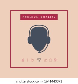 Operator in headset. Call center icon. Graphic elements for your design