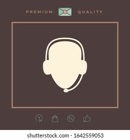 Operator in headset. Call center icon. Graphic elements for your design