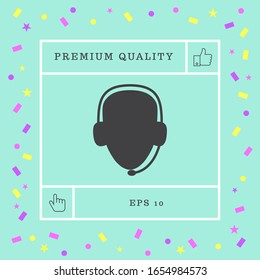 Operator in headset. Call center icon. Graphic elements for your design